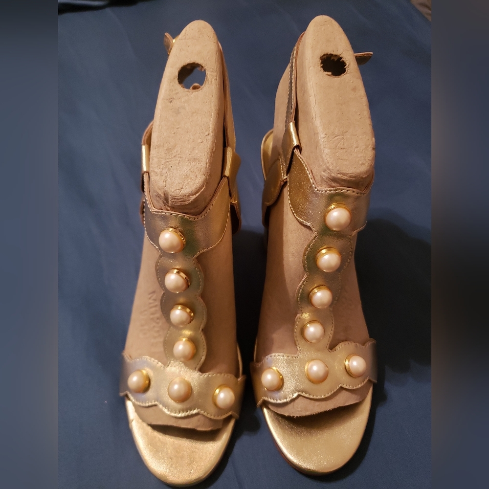 Marc Fischer Gold Sandles with Pearls